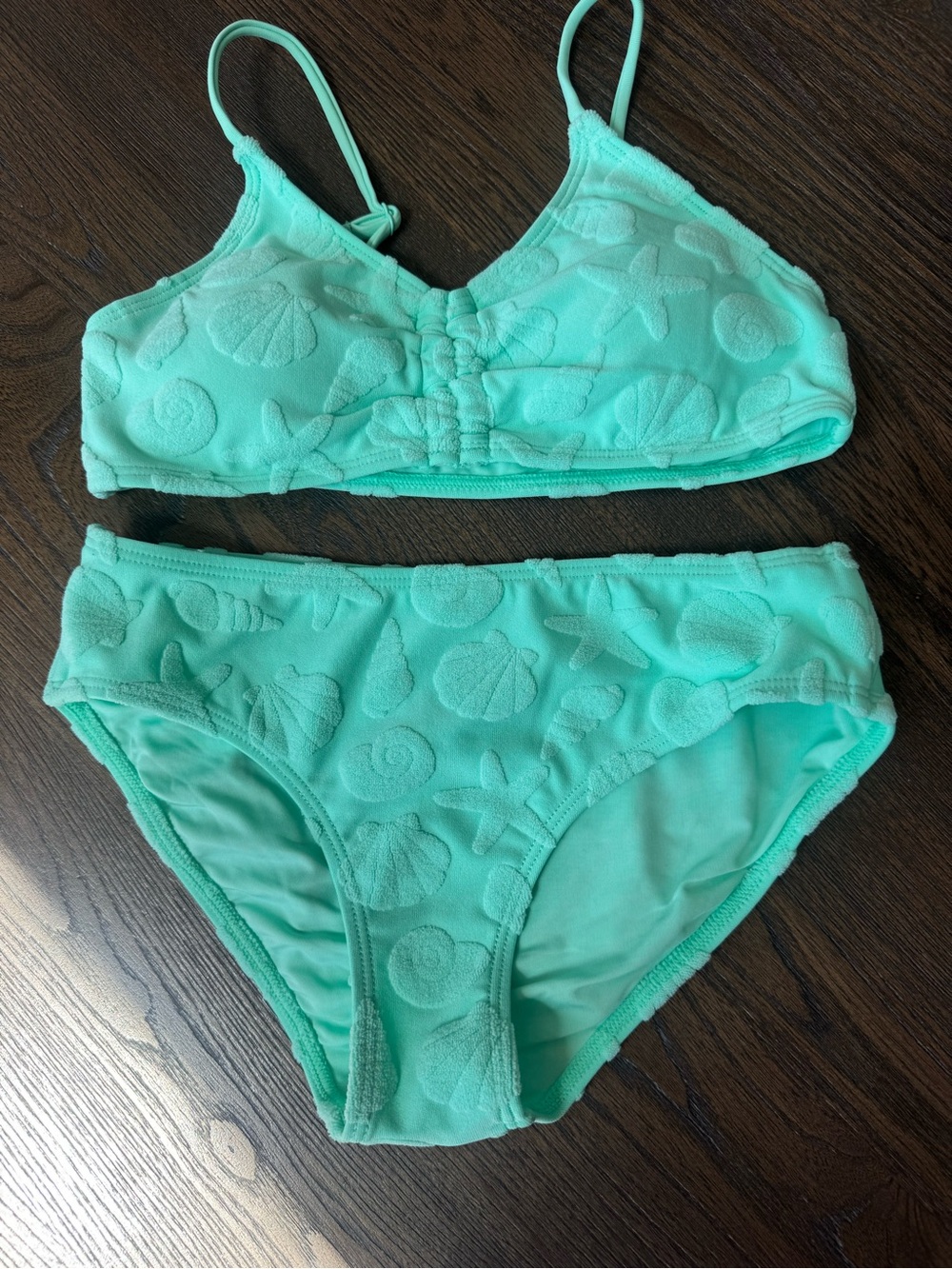 Full Tilt Mint Green Textured Seashell Two-Piece Girls' Bikini